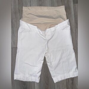 White Maternity Stork and Babe Shorts